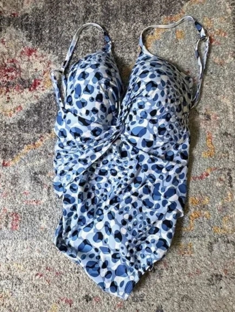 Blue Abstract Print One-Piece Swimsuit